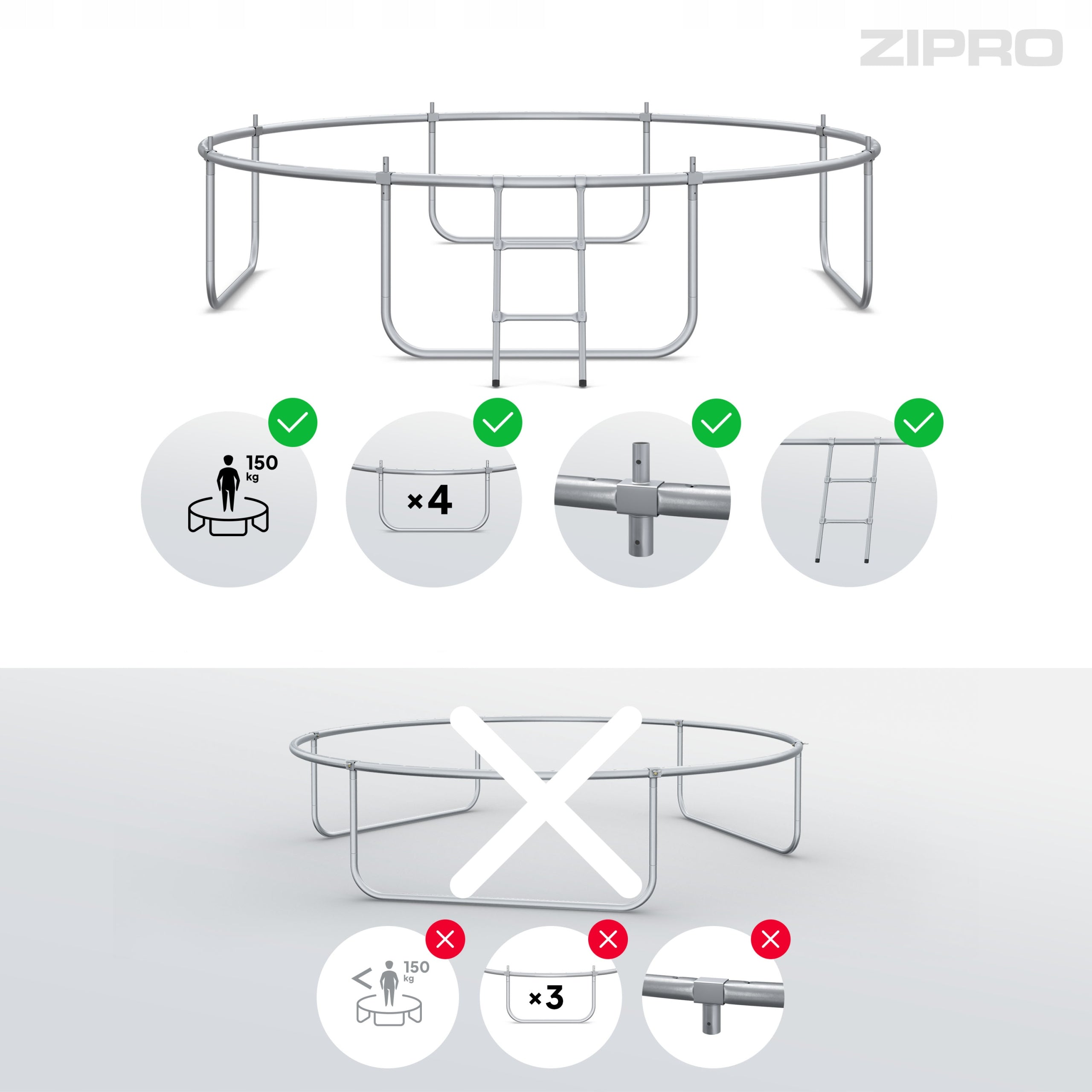 Garden trampoline with inner net for children 10FT 312cm - Zipro Total height 250 cm