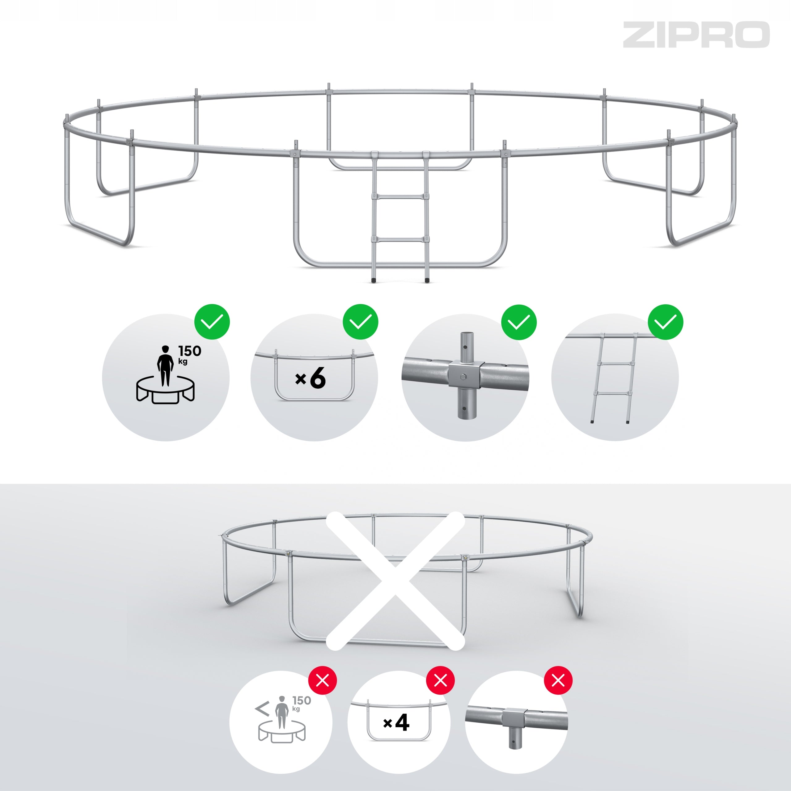 Garden trampoline with inner net for children 16FT 496cm Zipro Height from ground level 80 cm