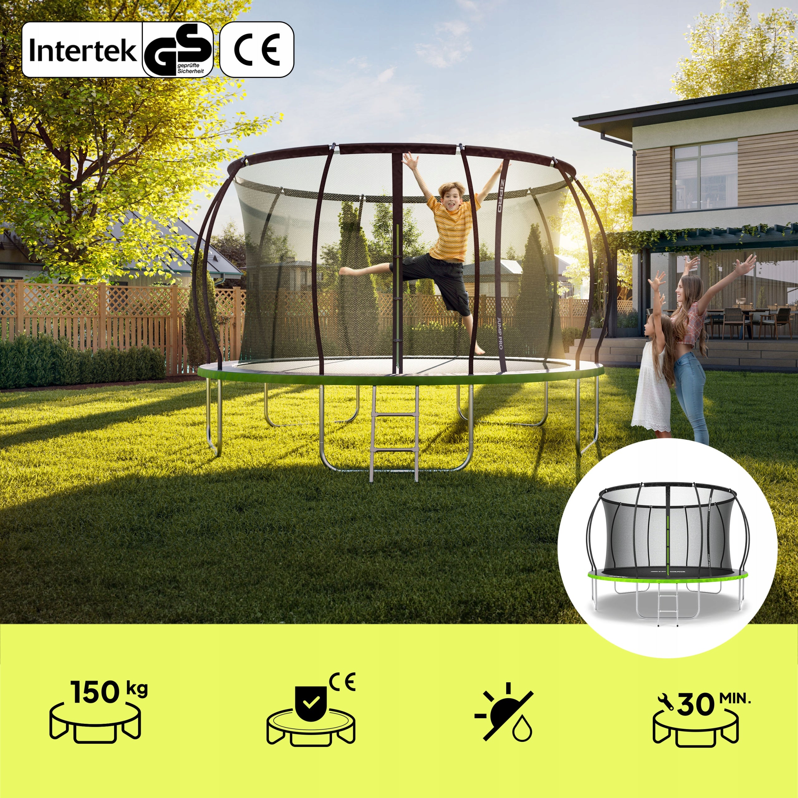 Garden trampoline with inner net for children 374cm 12FT - Zipro Packaging status original