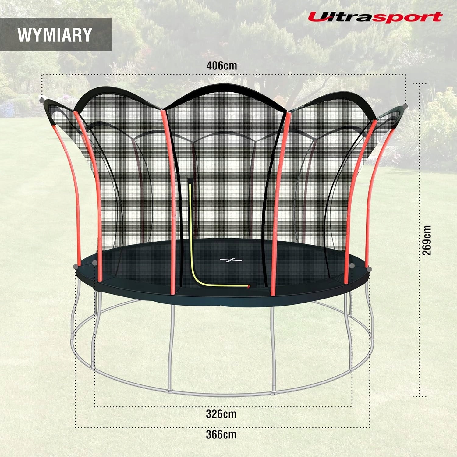 Garden trampoline with net Ultrasport Lotus 366cm IN THE SHAPE OF A FLOWER EAN (GTIN) 4046228293394