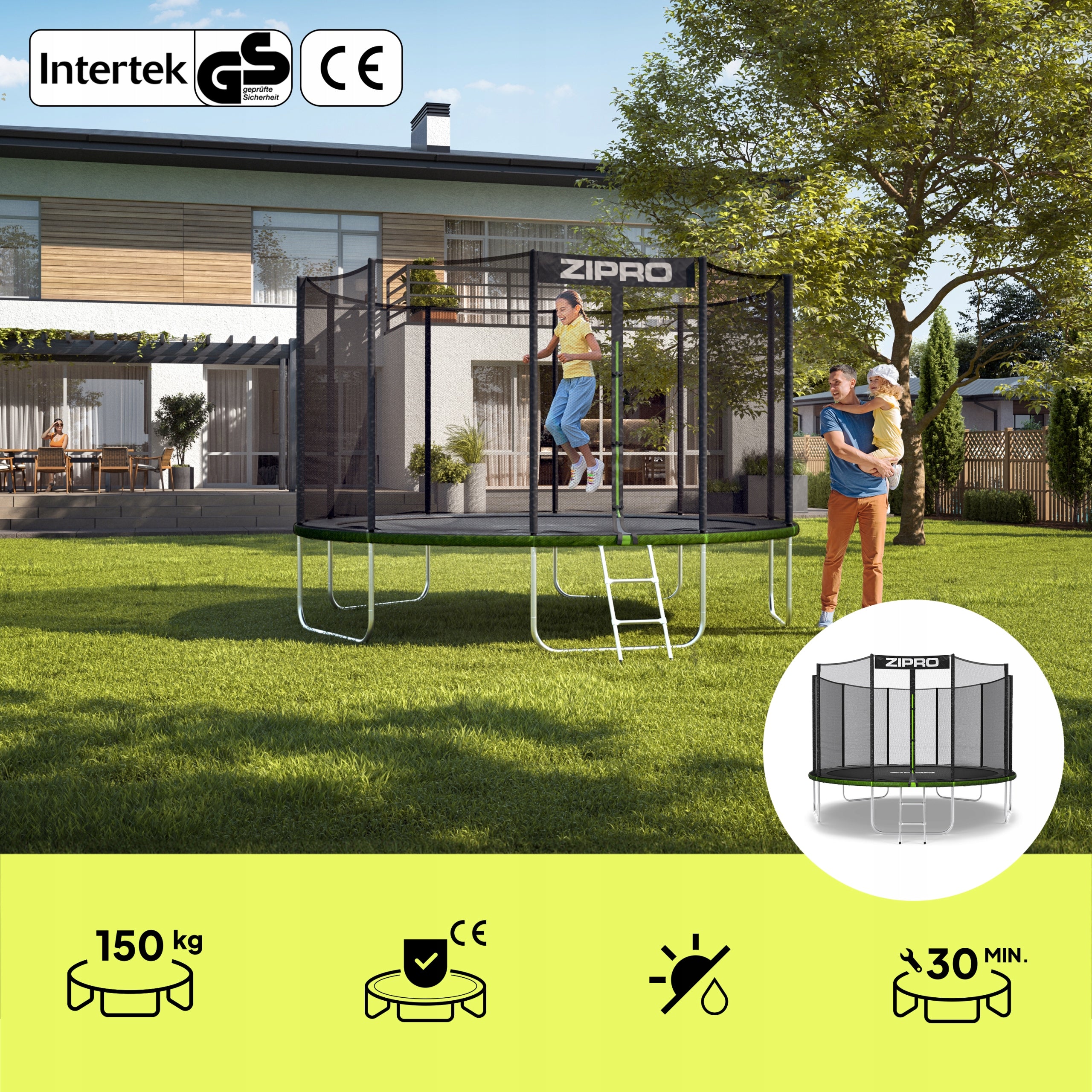 Garden trampoline with outdoor net for children 374cm 12FT - Zipro Packaging status original