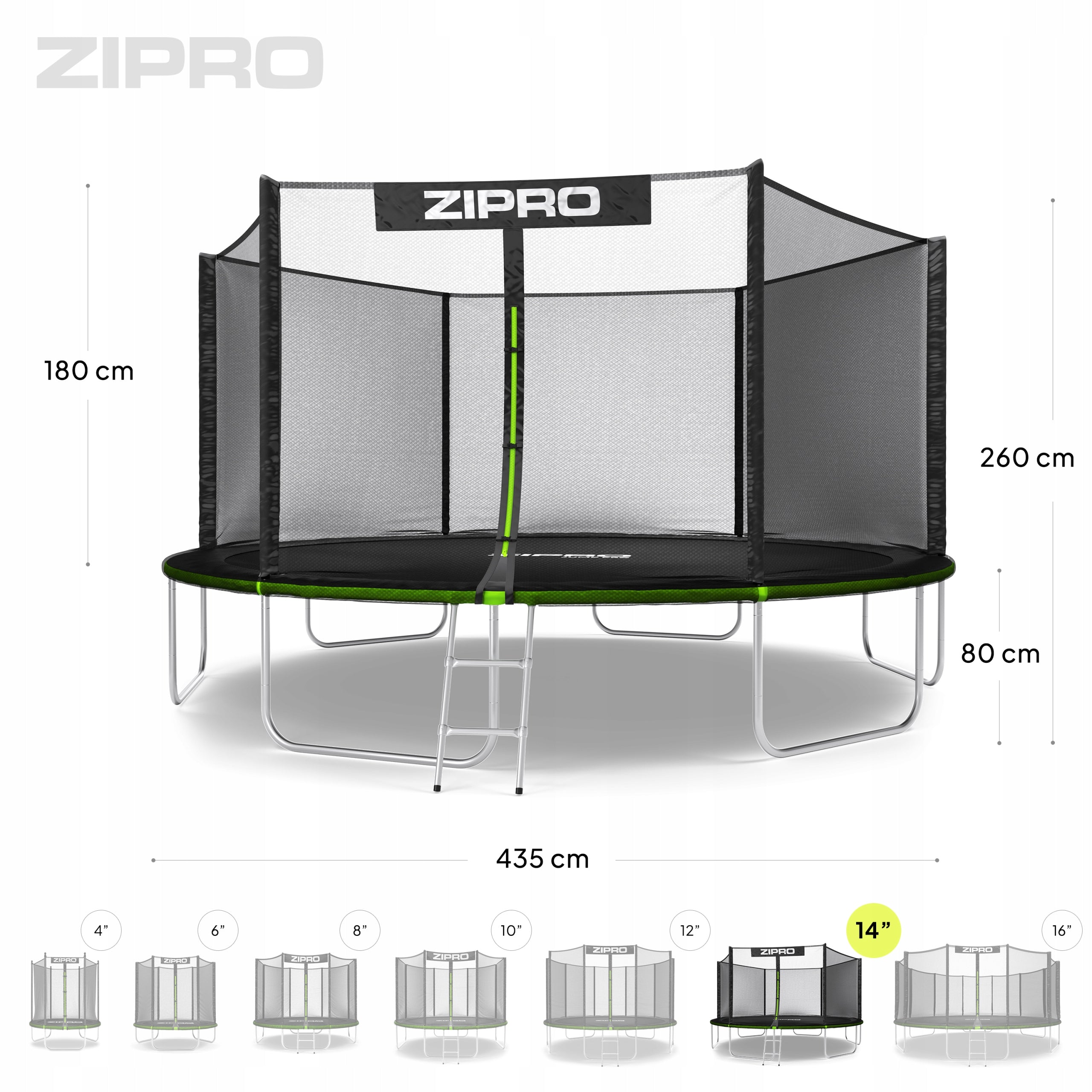 Garden trampoline with outdoor net for children 435cm 14FT - Zipro Number of bars 6 pcs