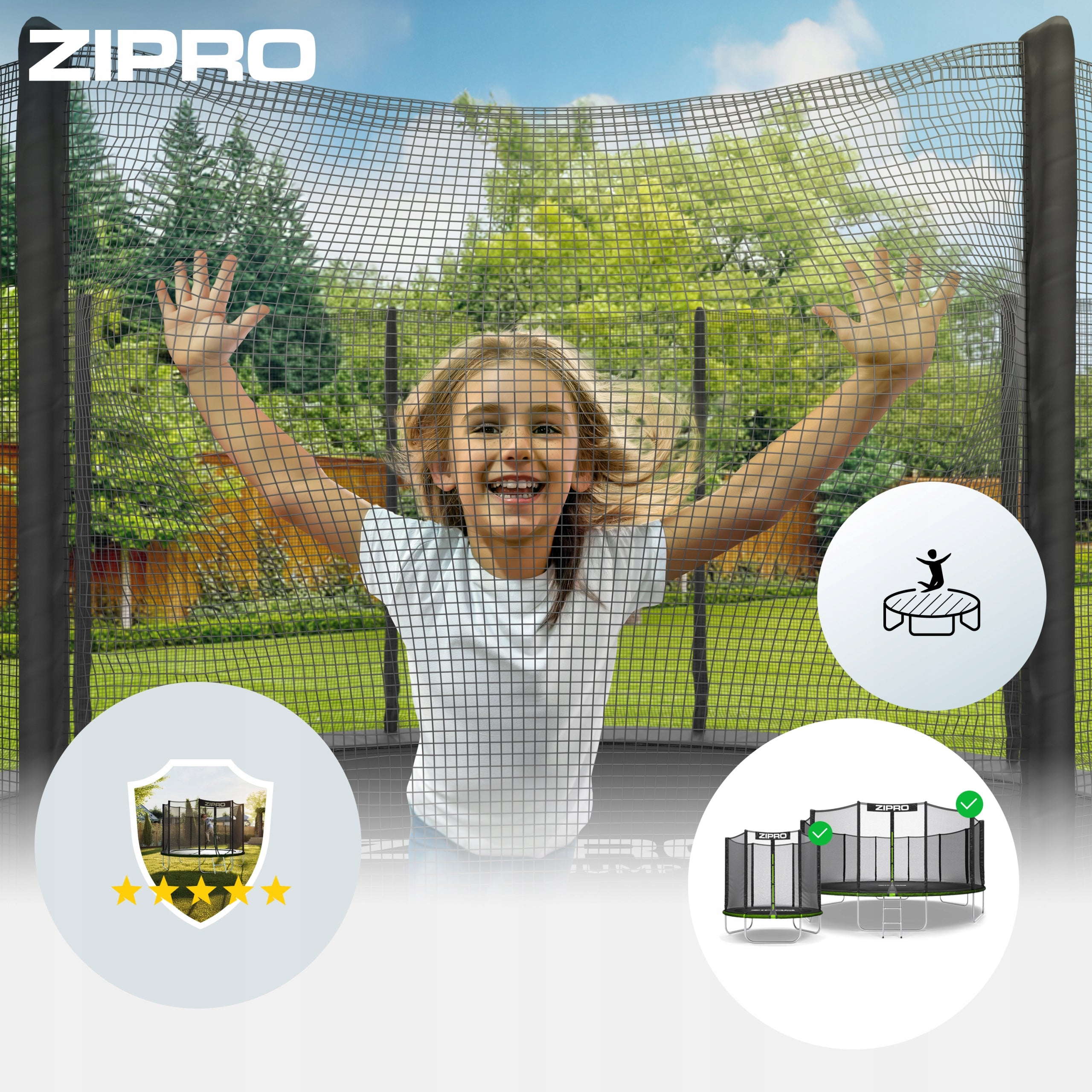 Garden trampoline with outdoor net for children 4FT 127cm - Zipro Number of springs/ropes 30