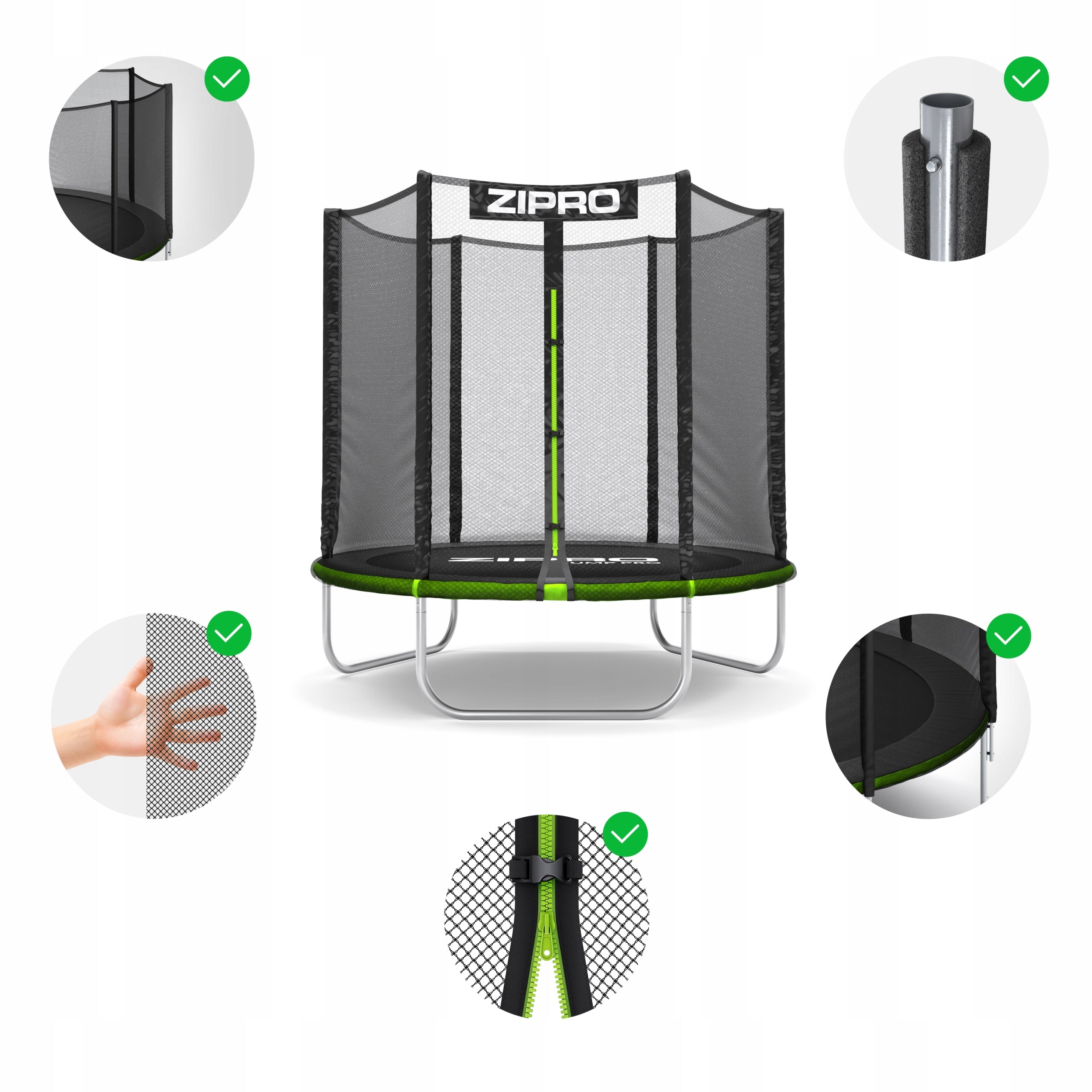 Garden trampoline with outdoor net for children 6FT 183cm - Zipro Total height 195 cm
