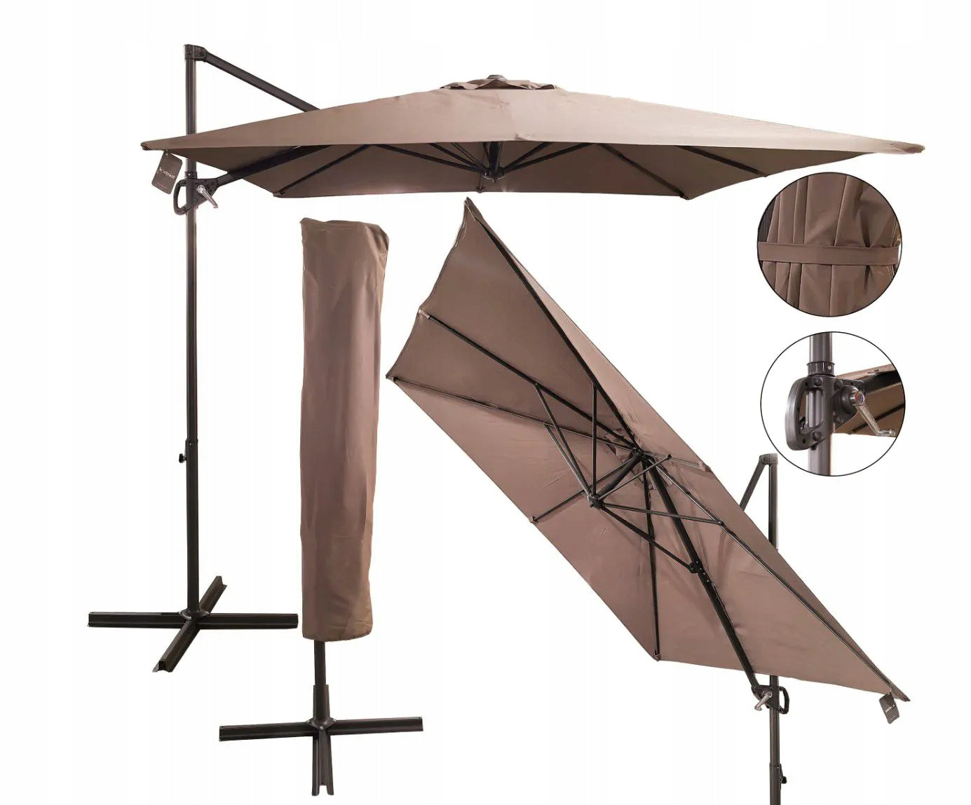 Garden umbrella large folding adjustable AUSTIN33 300 cm + cover beige Color beige