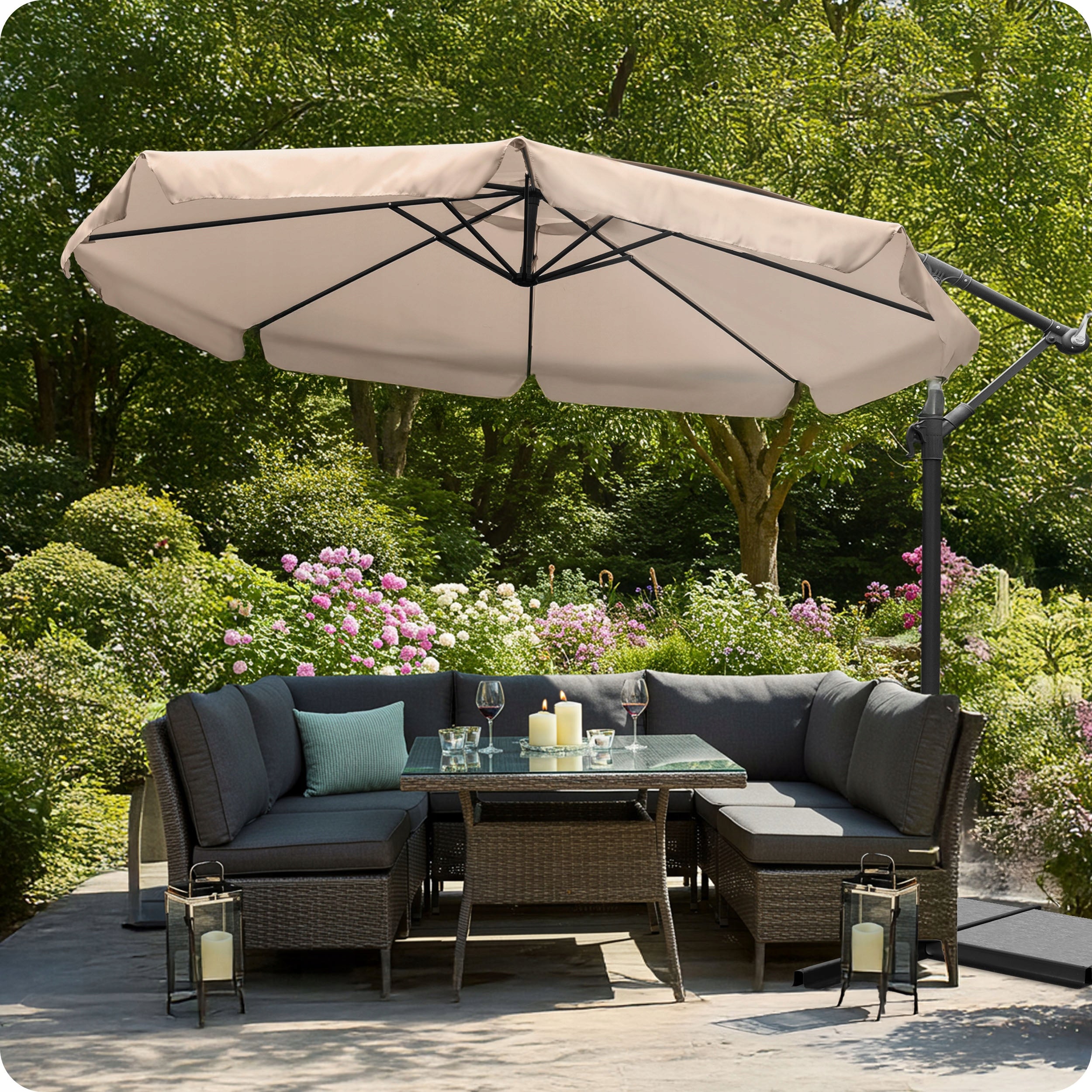 Garden umbrella large folding with boom cover 8 segments Ø 350cm Diameter/width 350 cm