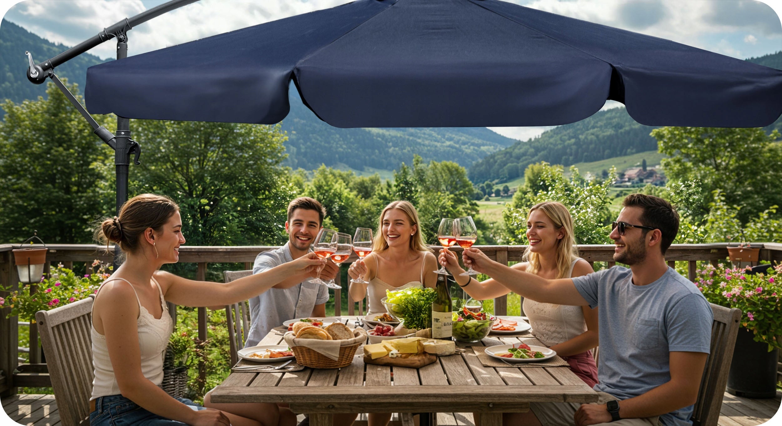 Garden umbrella large folding with boom cover 8 segments Ø 350cm Manufacturer code 488102