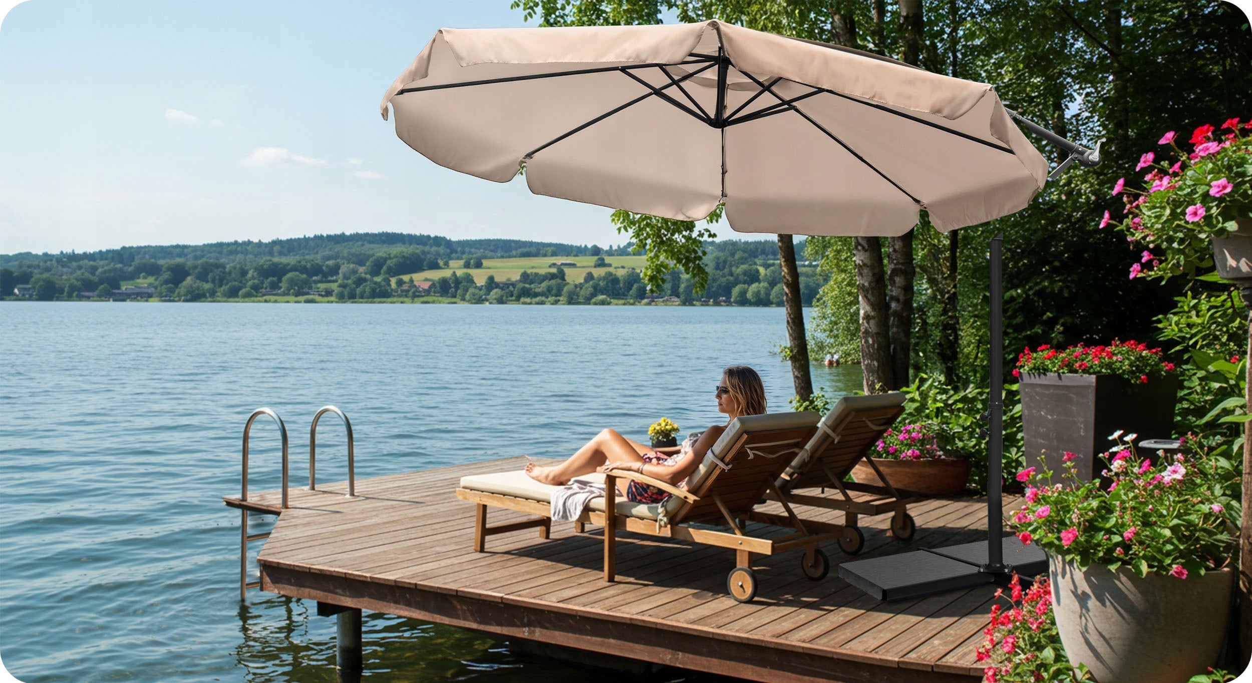 Garden umbrella large folding with boom cover 8 segments Ø 350cm Manufacturer code 488103