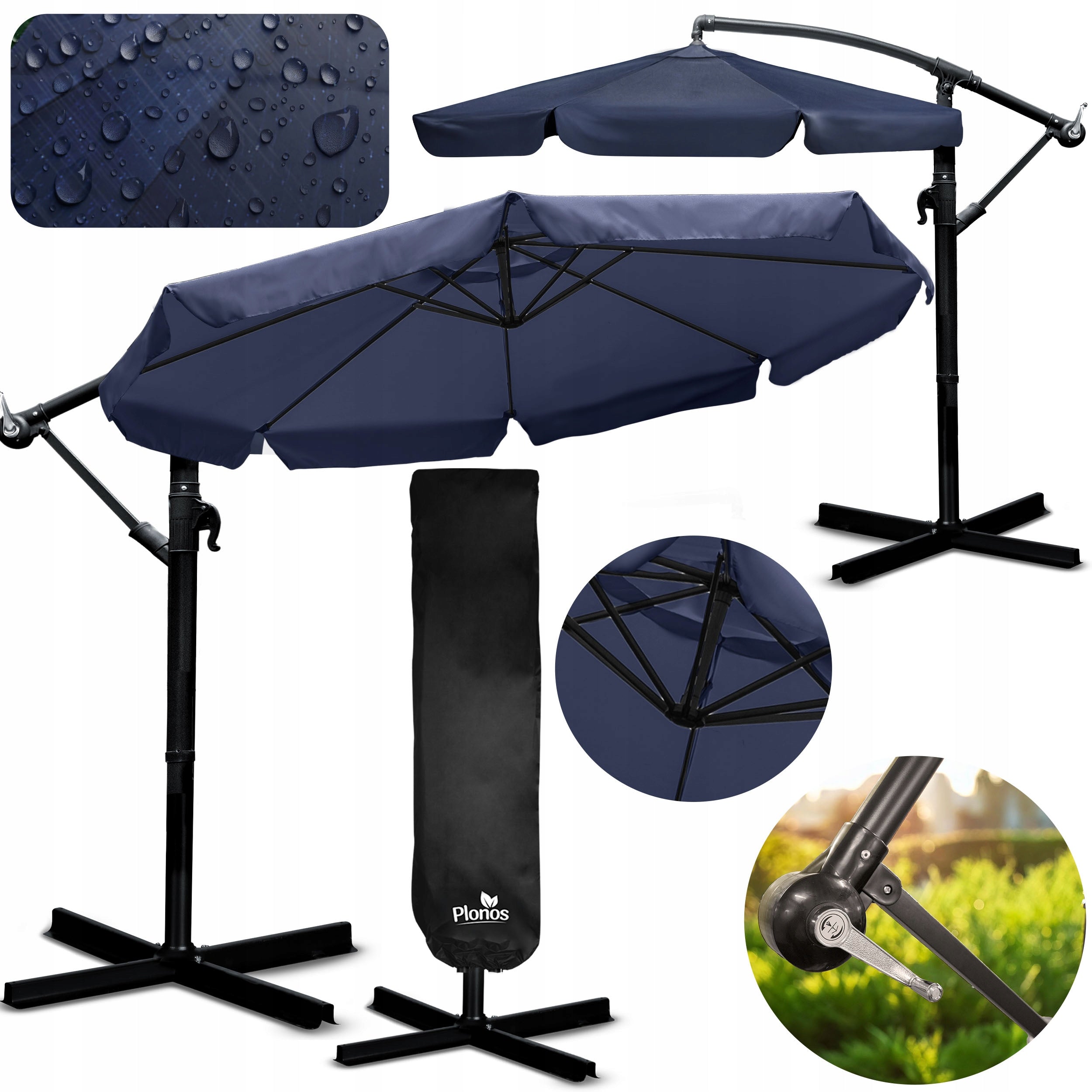 Garden umbrella large folding with boom cover 8 segments Ø 350cm