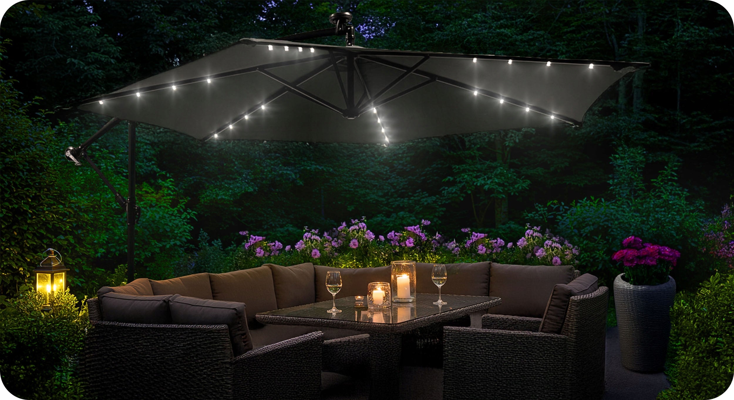 Garden umbrella large folding with boom cover LED lamp Ø 300cm EAN (GTIN) 5903890625009