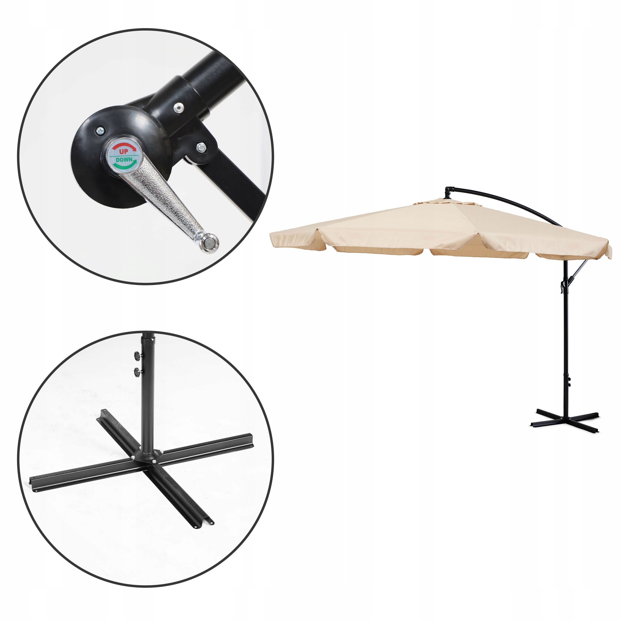 Garden umbrella large on boom folding 3,5 m beige MultiGarden Product height 270 cm