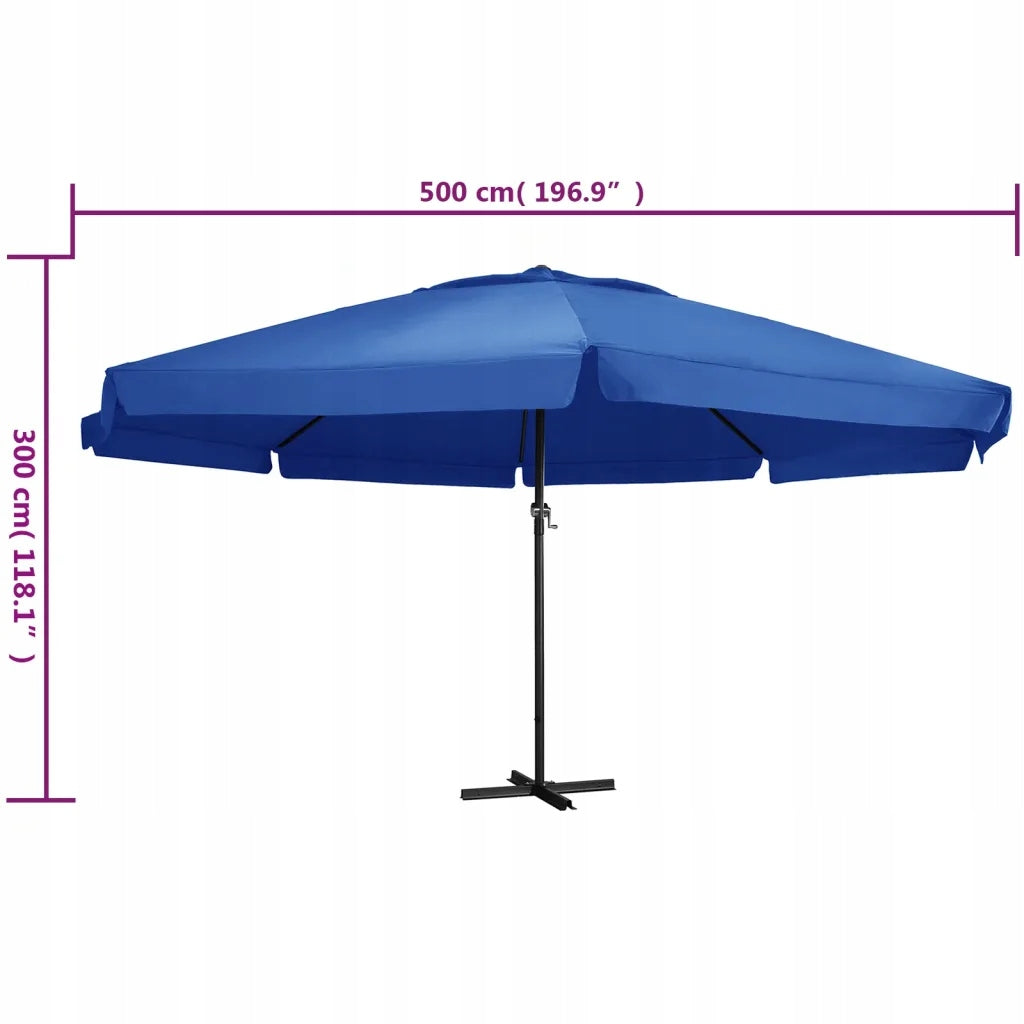 Garden umbrella on aluminium post, 500 cm, blue Color white