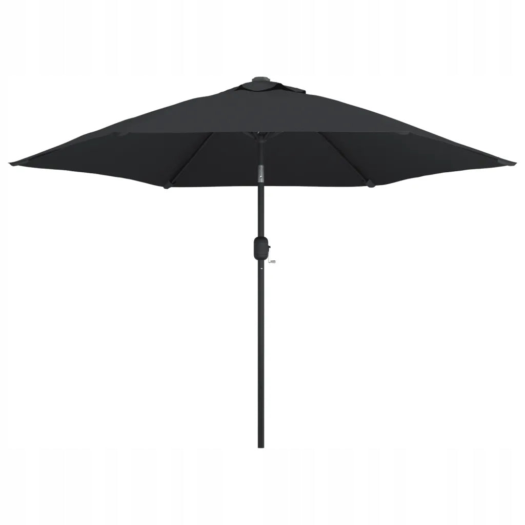 Garden umbrella on metal post, 300 cm, black