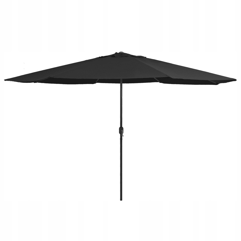 Garden umbrella on metal post, 390 cm, black