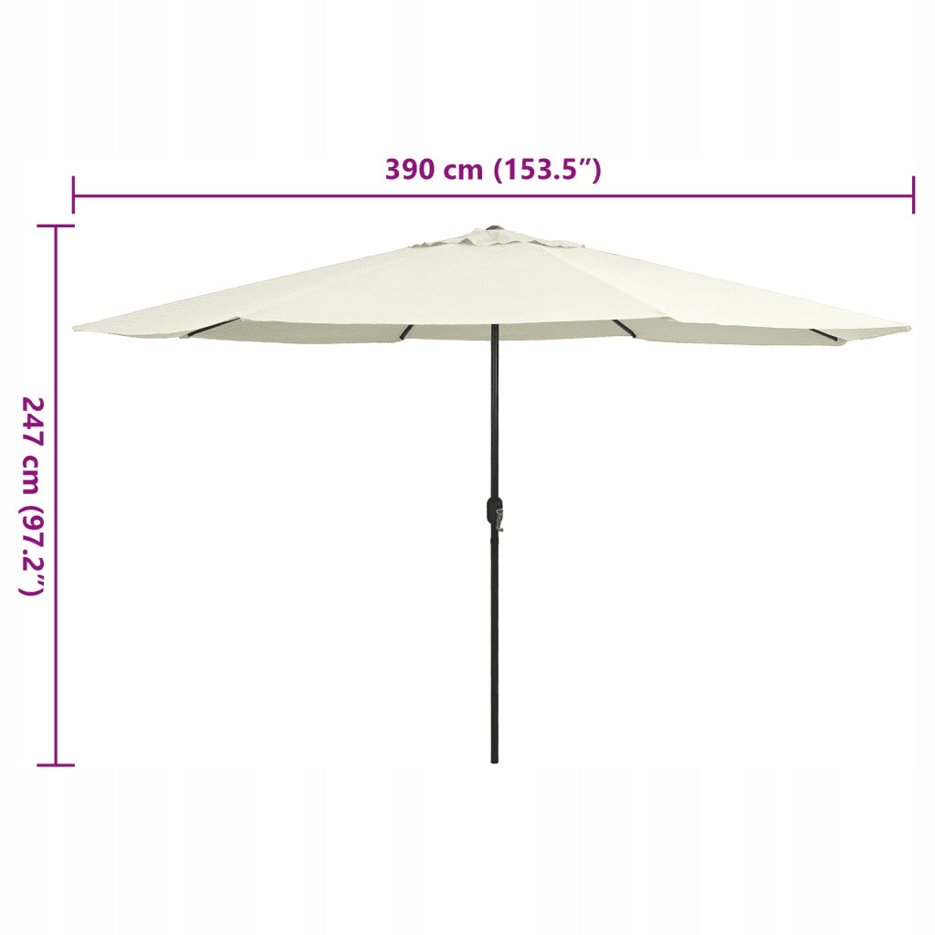 Garden umbrella on metal post, 390 cm, sand Color white