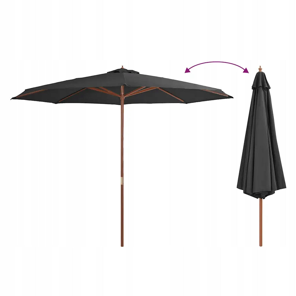 Garden umbrella on wooden post, 350 cm, ant Manufacturer VidaXL
