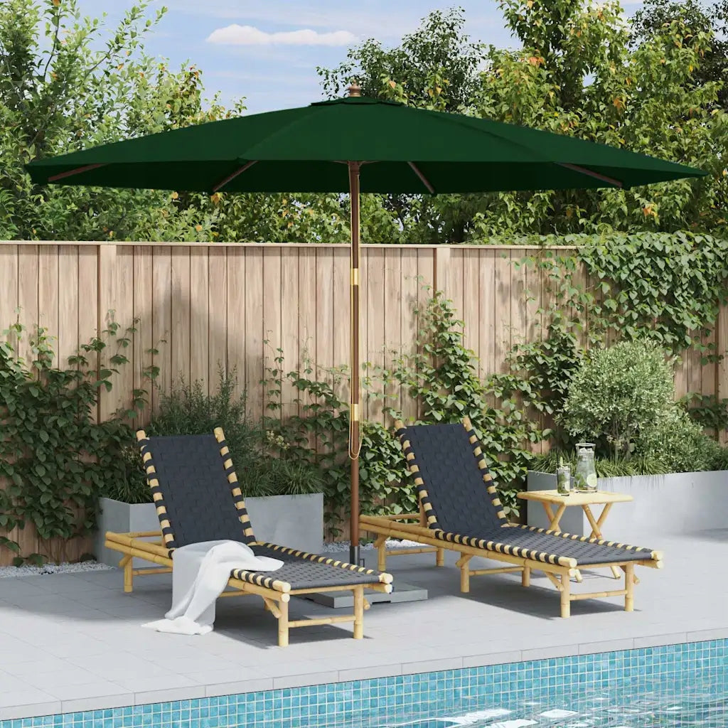 Garden umbrella on wooden post, 350 cm, green Manufacturer VidaXL