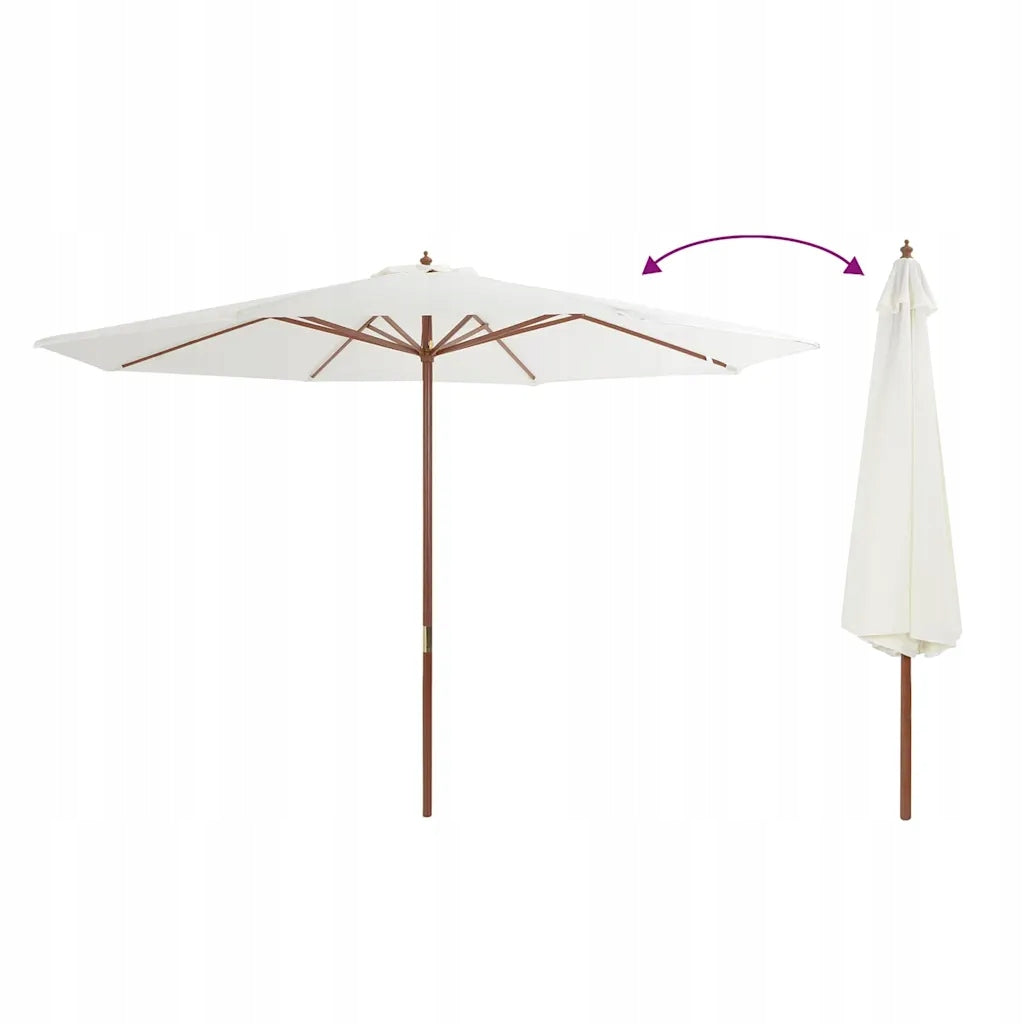 Garden umbrella on wooden post, 350 cm, sand white Diameter/width 350 cm