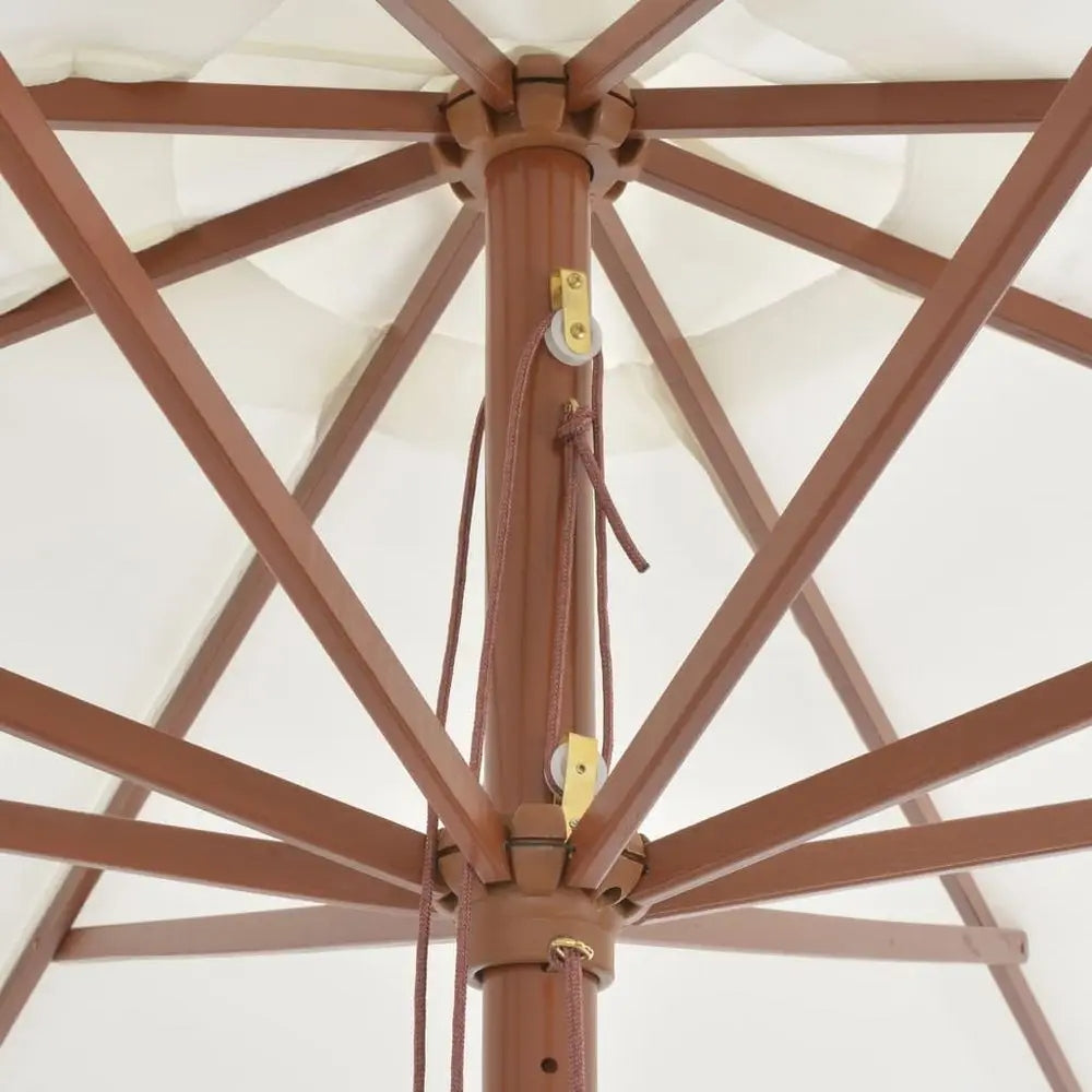 Garden umbrella on wooden post, 350 cm, sand white Kind classic