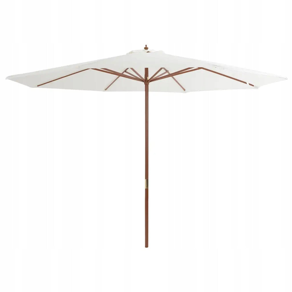 Garden umbrella on wooden post, 350 cm, sand white