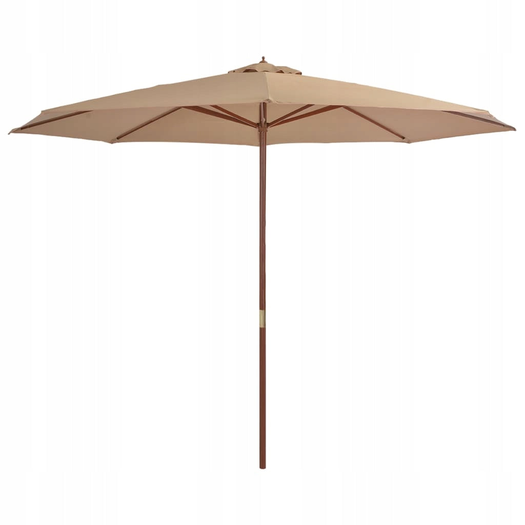 Garden umbrella on wooden post, 350 cm, taupe Kind classic