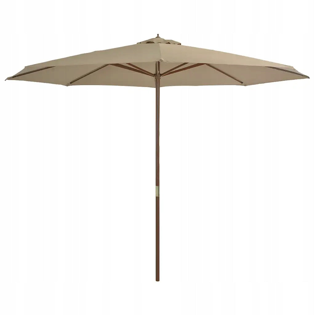 Garden umbrella on wooden post, 350 cm, taupe