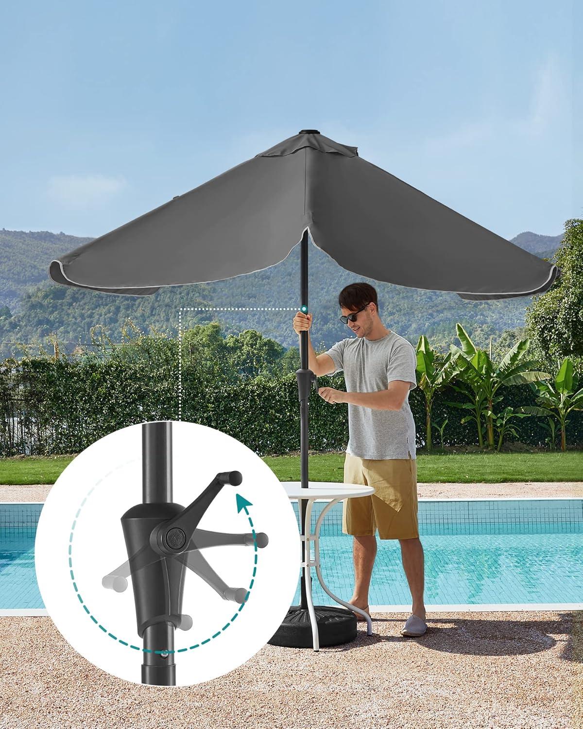 Garden umbrella tilting UV protection grey rectangular 200x150 cm Color gray