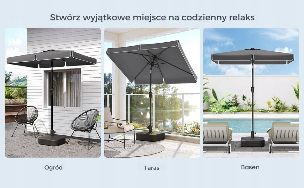 Garden umbrella tilting UV protection grey rectangular 200x150 cm Manufacturer code SE01251