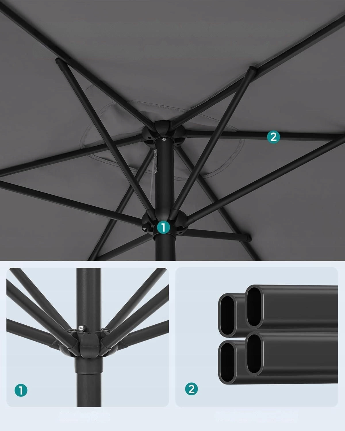 Garden umbrella tilting UV protection grey rectangular 300x200 cm Color gray