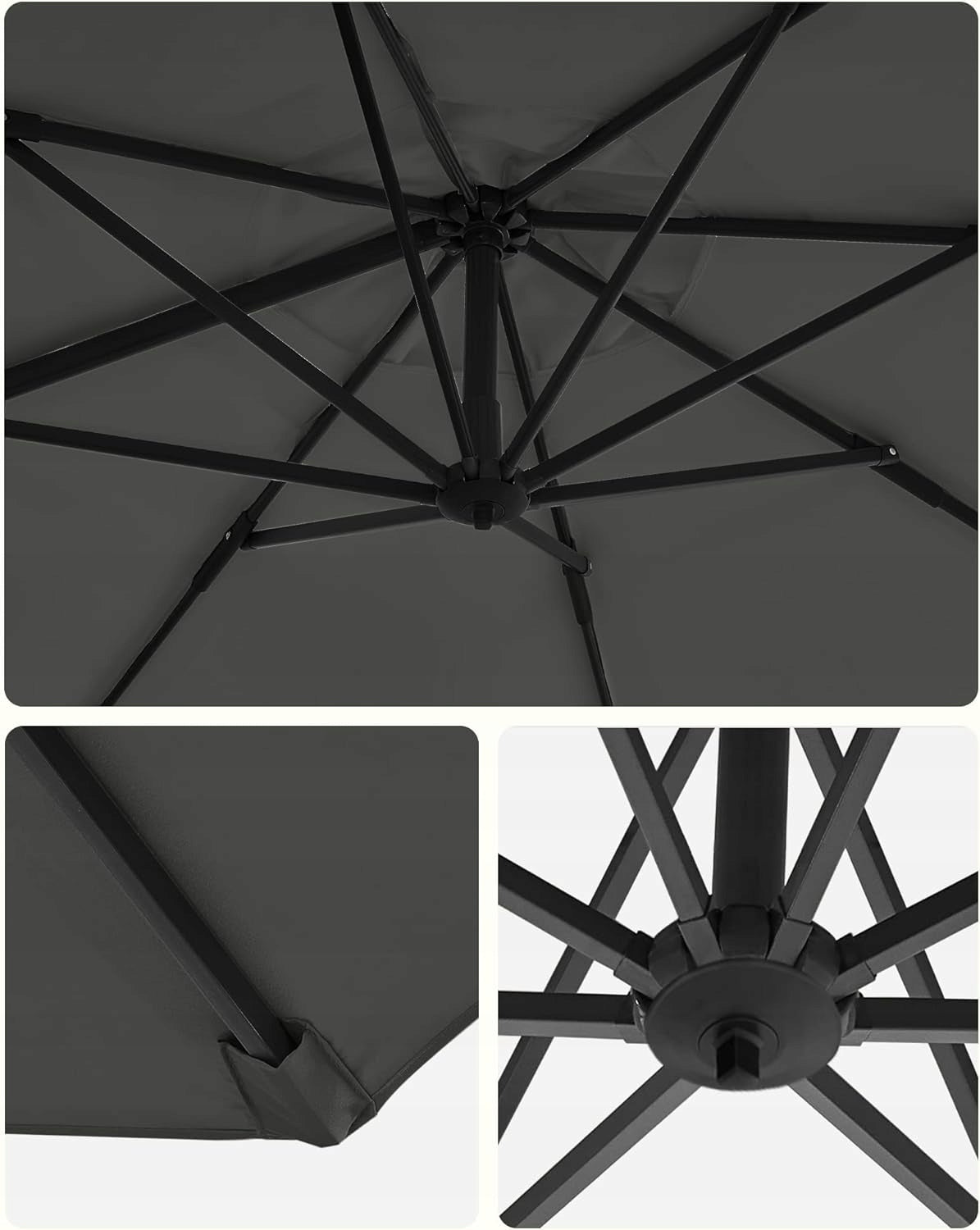 Garden umbrella with stand and boom 300 cm anthracite Product height 250 cm