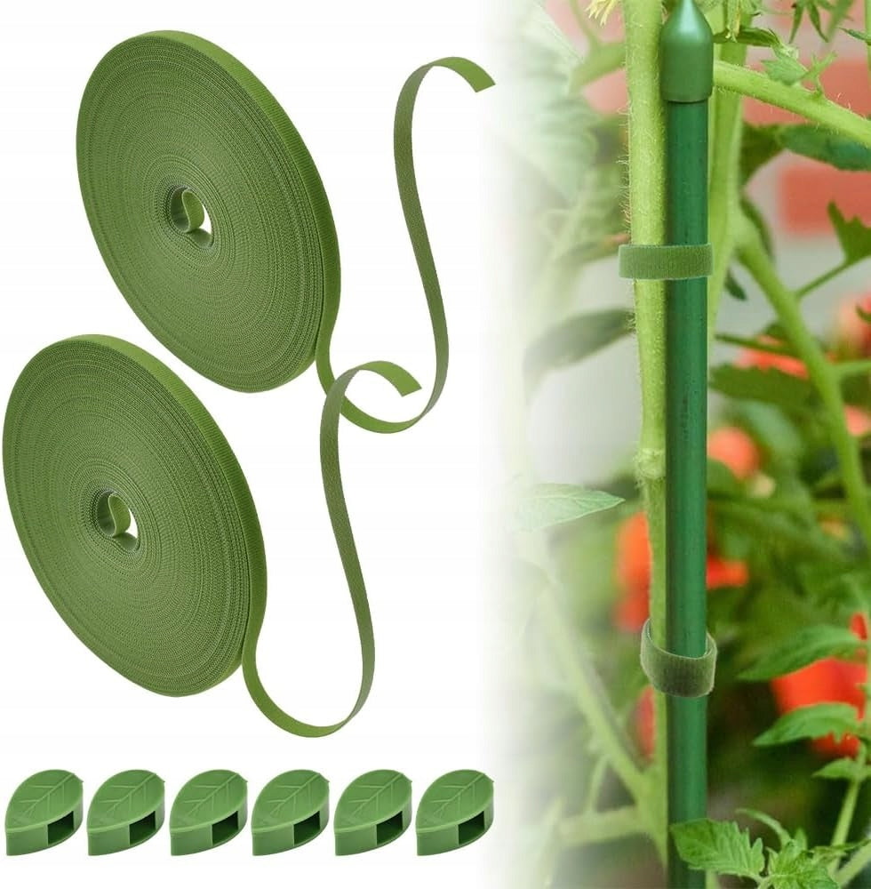 Gardening Tape with Velcro for Plant Attachment 50m (2x25m) + 30 Clips