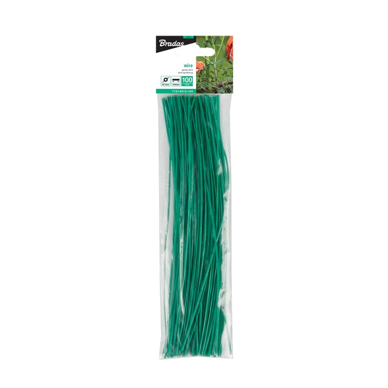 Gardening wire, cut, 25 cm, 100 pcs. For tying. Strong Color green