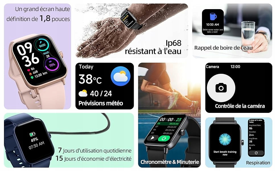 Gardien Smartwatch 1.8" with phone, Alexa, SpO2 and 100+ sports Model other