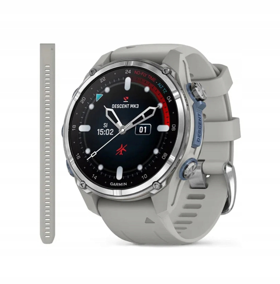 Garmin Descent Mk3 43 mm - Stainless steel with silicone strap