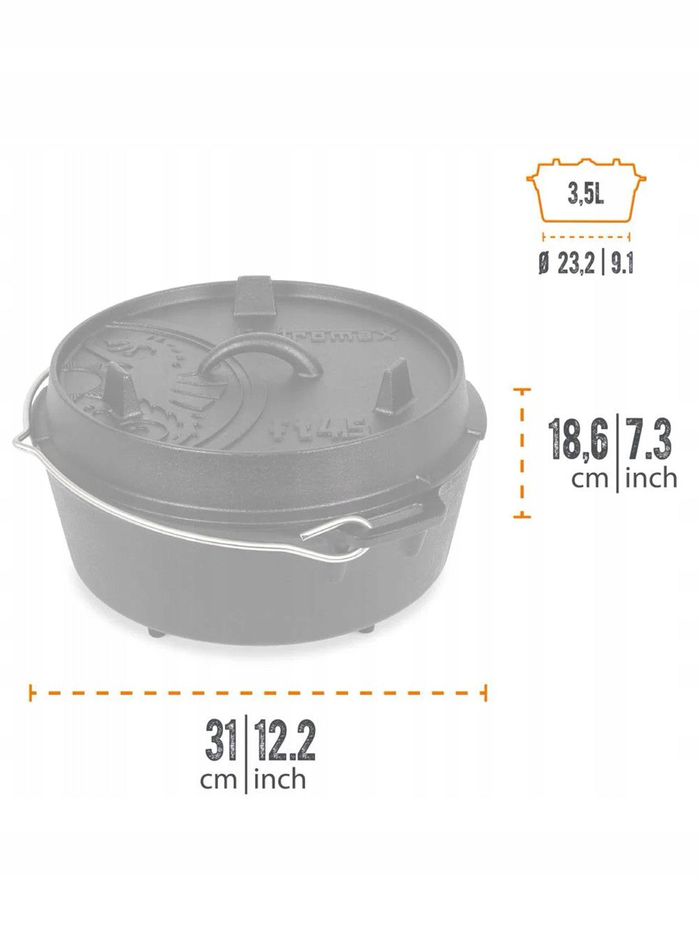 Gusseisentopf mit Beinen Petromax FT4.5T-4.5L 