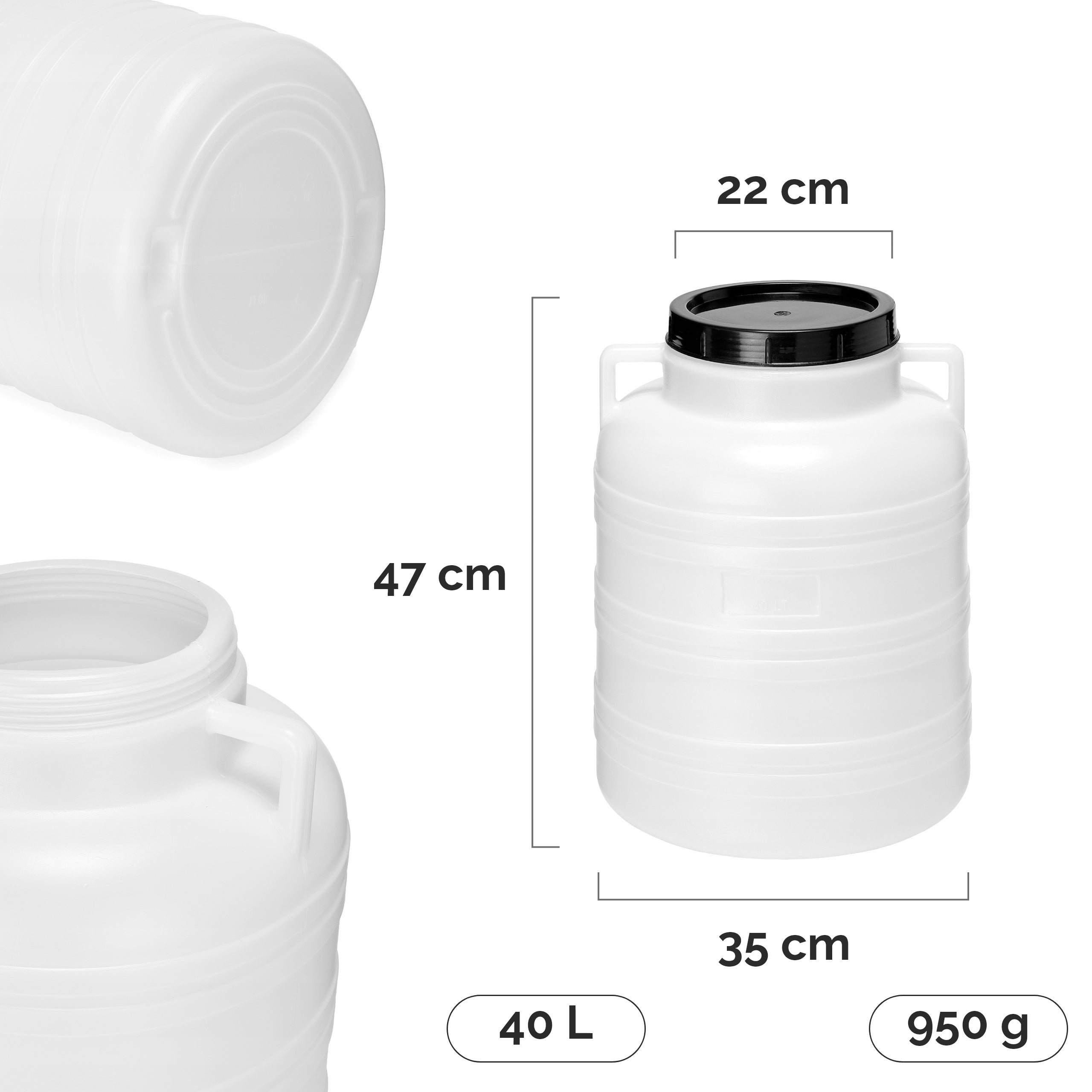 Garronda 40L Pickling Barrel with Handles Canister GD-0078, White Brand Garronda