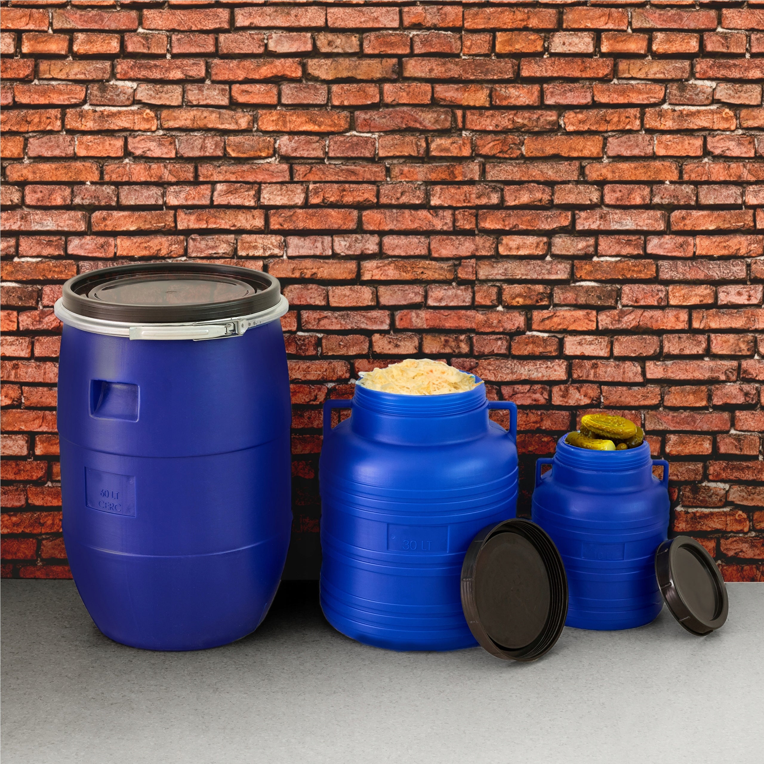 Garronda 40L Pickling Barrel with Handles Canister GD-0078, White Material synthetic material