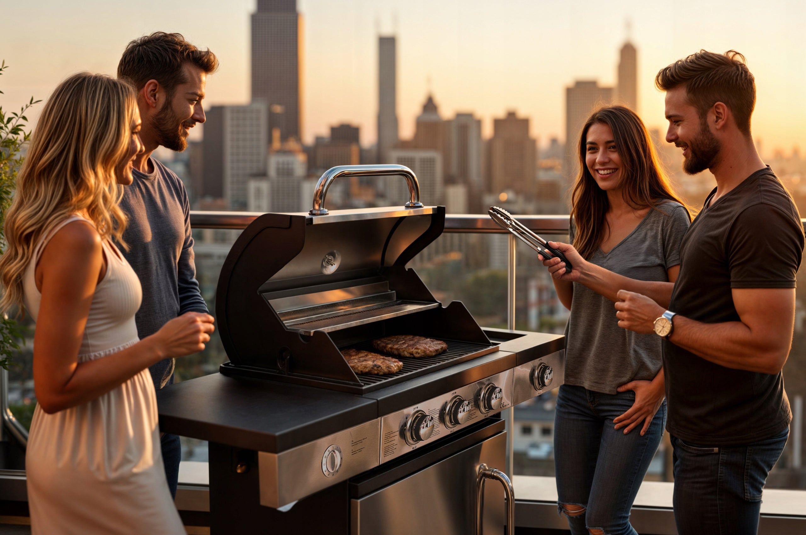 Gas Grill Burners 3+1 Cast Iron Grate 9,3 kW Cover Blaupunkt GG301 Grill width 110 cm