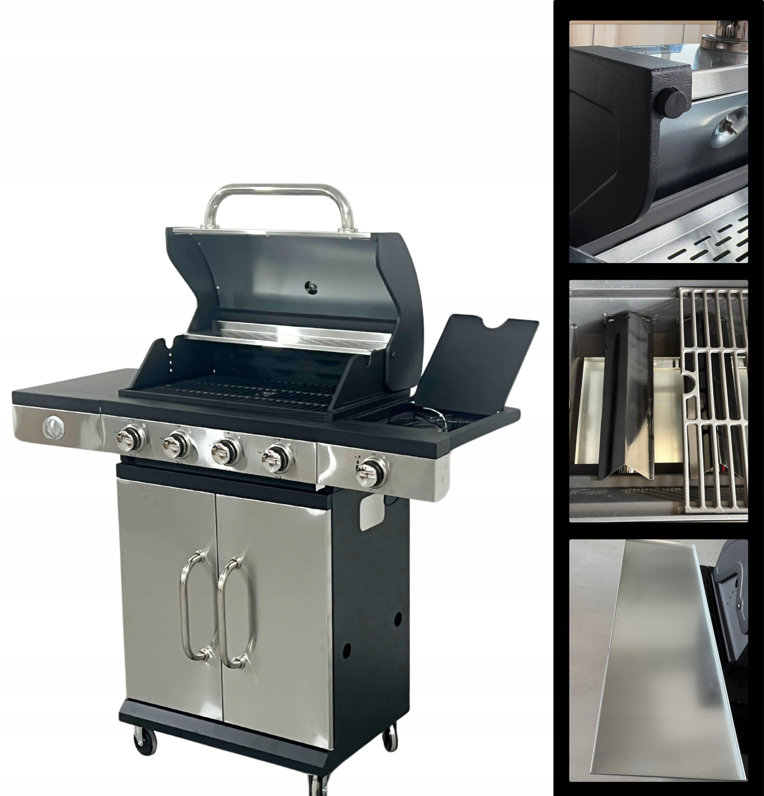 Gas Grill Burners 4+1 Cast Iron Grate 11,7 kW Cover Blaupunkt GG401 Grill height 118 cm