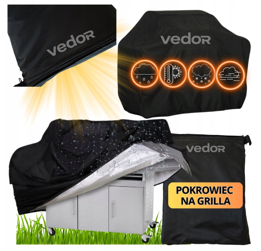 Gas Grill Cover Large Waterproof Durable 145x61x117 cm Carrying Case