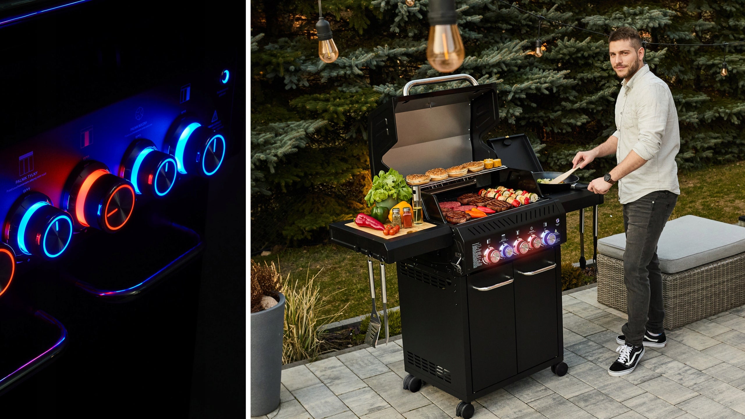 Gas Grill Garden CAST IRON Stainless Steel 3+2 Yoer 17,65 kW +Cabinet for Cylinder Manufacturer code GG06BK