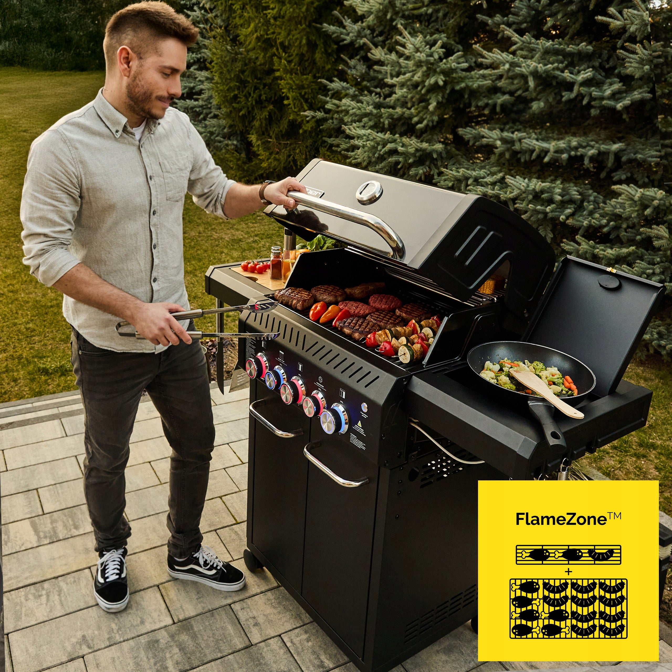 Gas Grill Garden CAST IRON Stainless Steel 3+2 Yoer 17,65 kW +Cabinet for Cylinder Power 17.65 kW