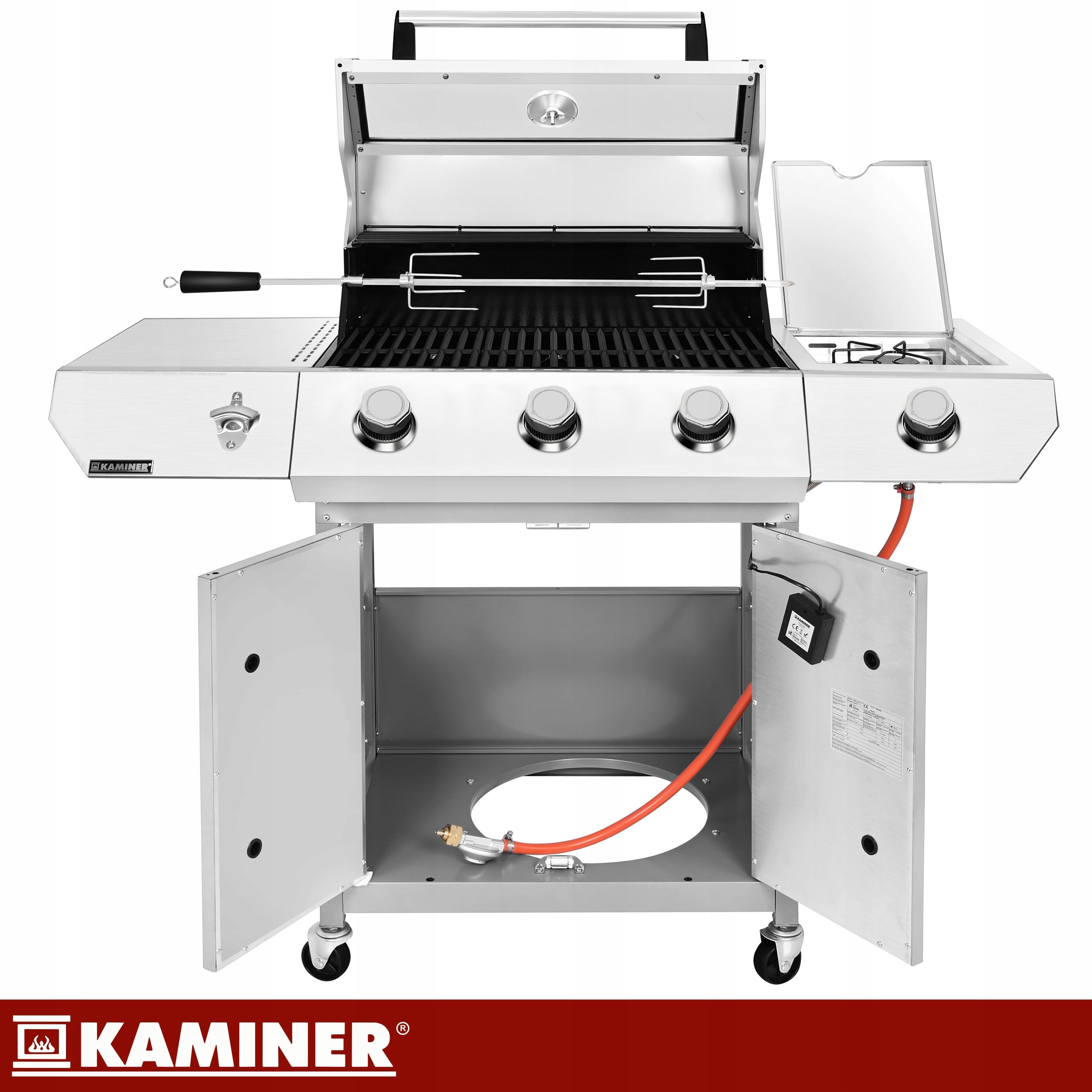 Gas Grill Garden Cast Iron Grate 3+1 13,5kW Stainless + Cylinder Cabinet Manufacturer code Grill gazowy 3+1 13.5kW Varen 4.0 Kaminer
