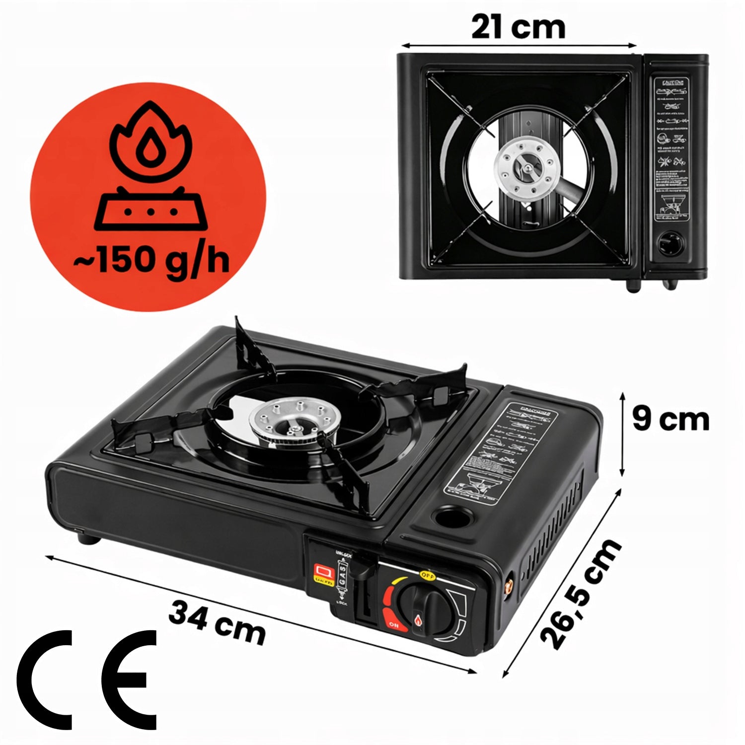 Gas Tourist Stove Portable Field in Suitcase for Cartridges and Cylinders Manufacturer code D1152C