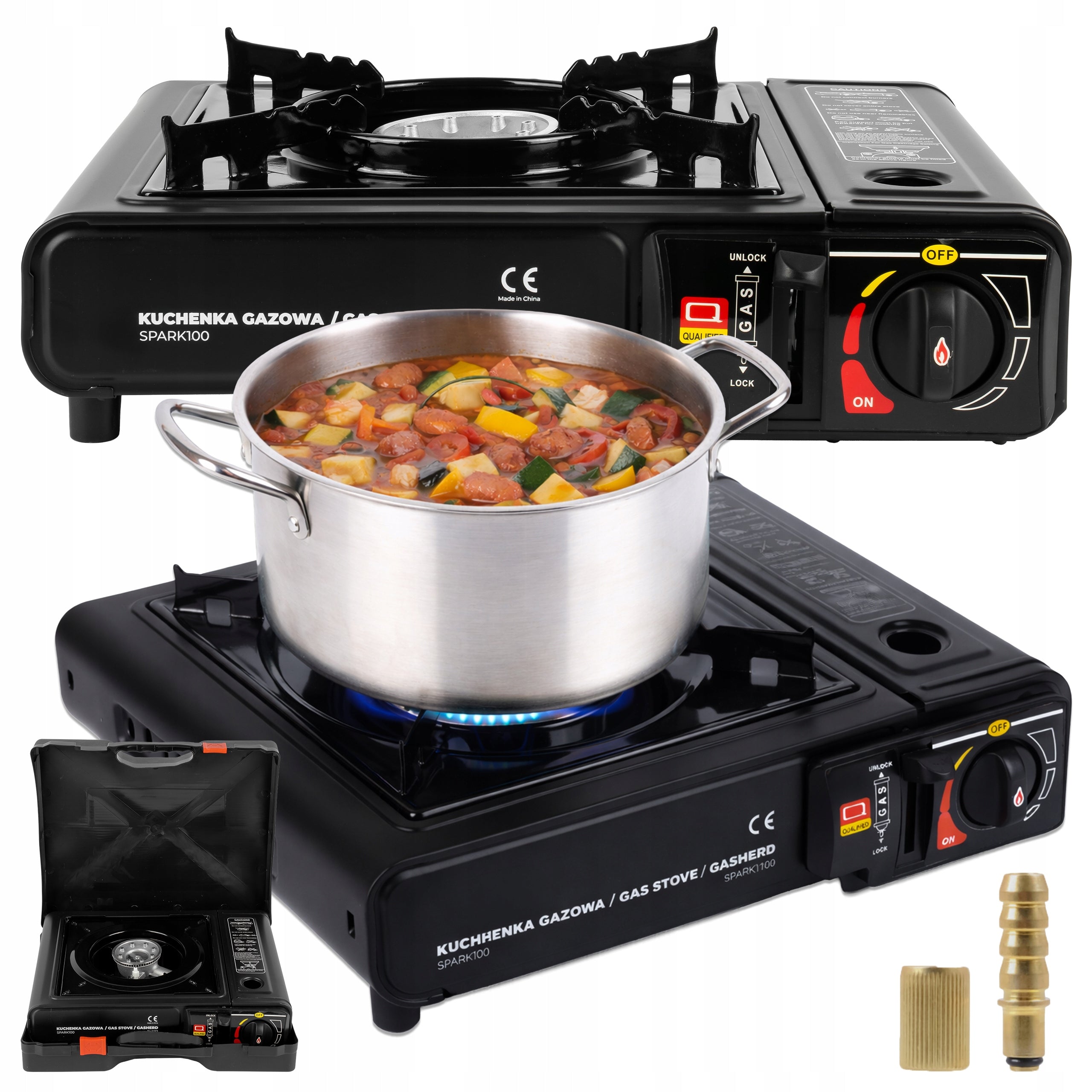 Gas Tourist Stove Portable Field in Suitcase for Cartridges and Cylinders