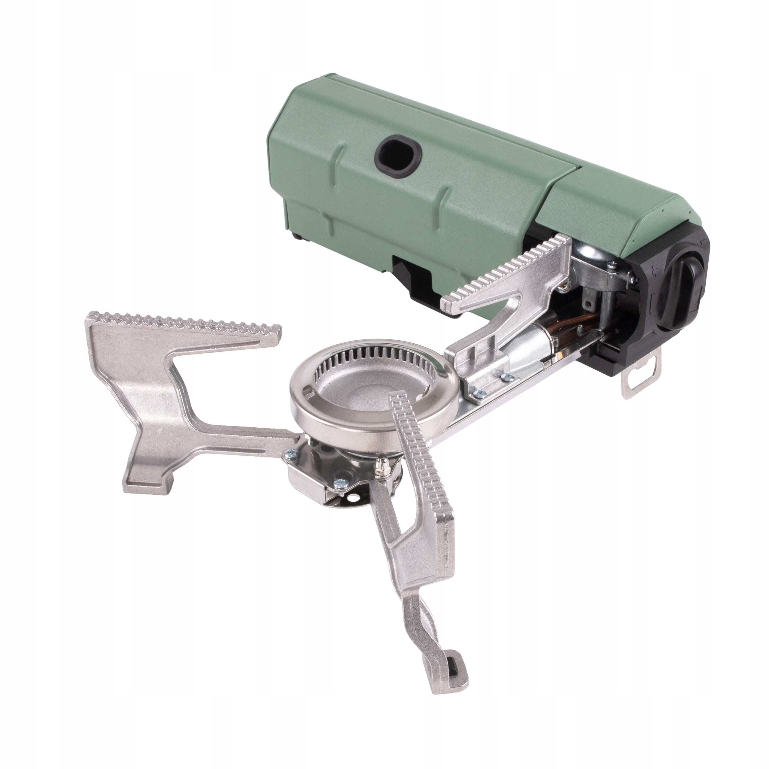 Gas Tourist Stove for Premium Piezo Folding Cartridges Green