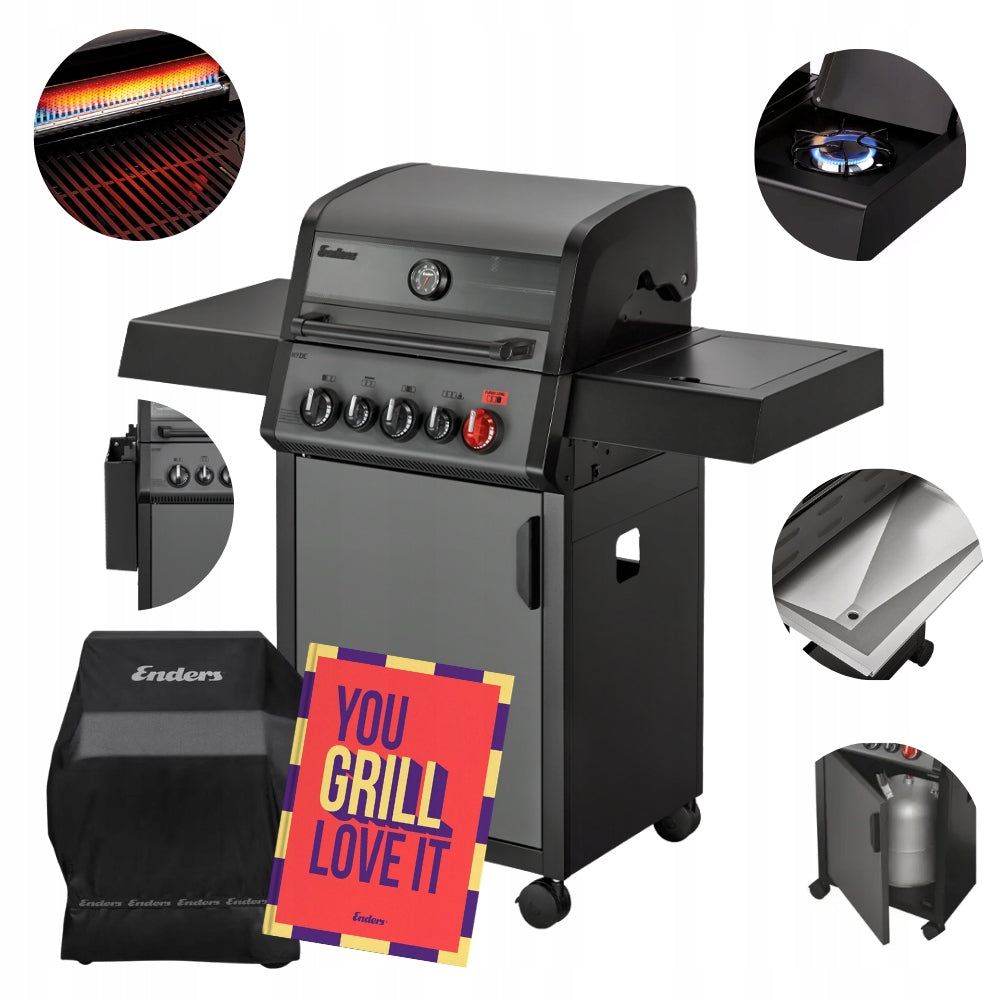 Gas grill Enders Hyde 3 SIKR Turbo 3 burners, side cooker, FREEBIES
