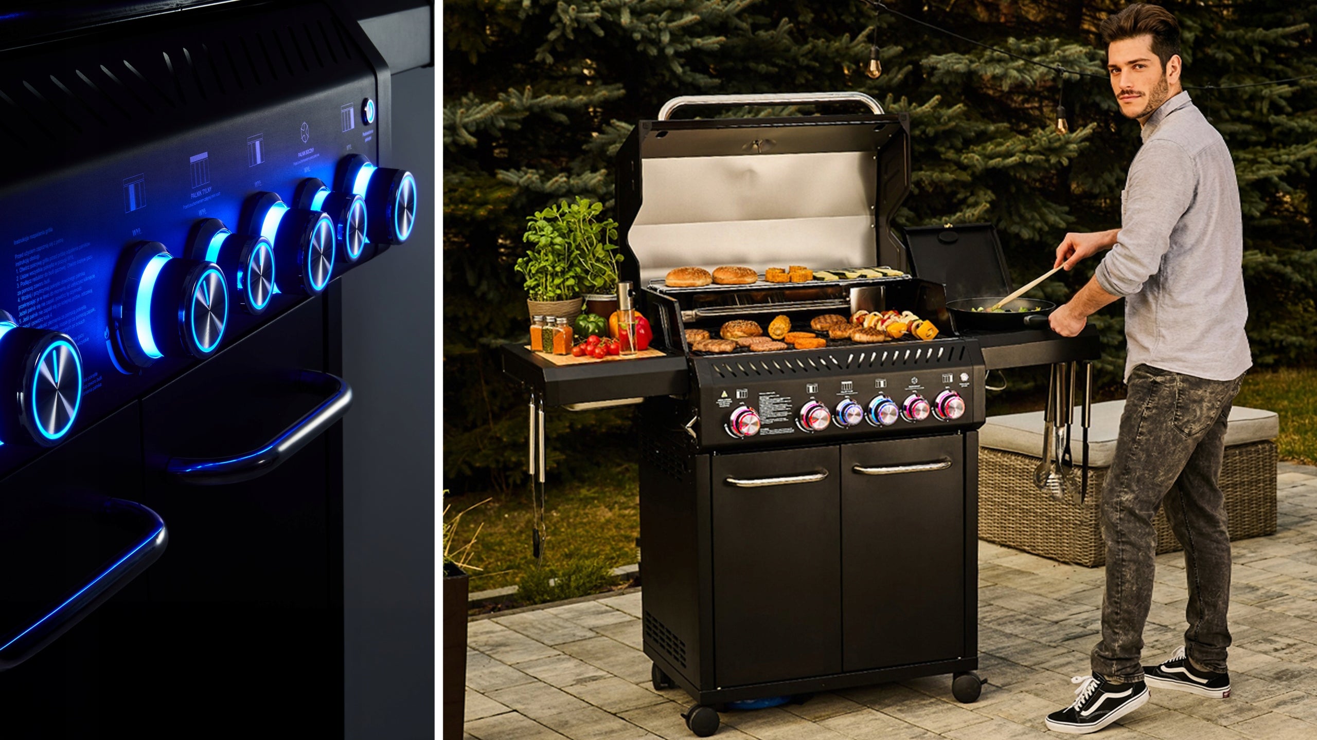Gas grill Garden CAST IRON stainless steel 4+2 Yoer 21,15 kW +cabinet for cylinder Manufacturer code GG04BK