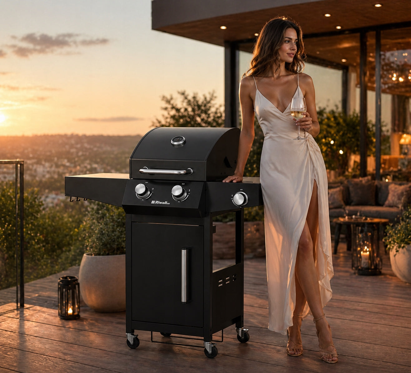 Gas grill Riwall rgg21 10 kW GARDEN 3-burner large grate Manufacturer code 8595123407000