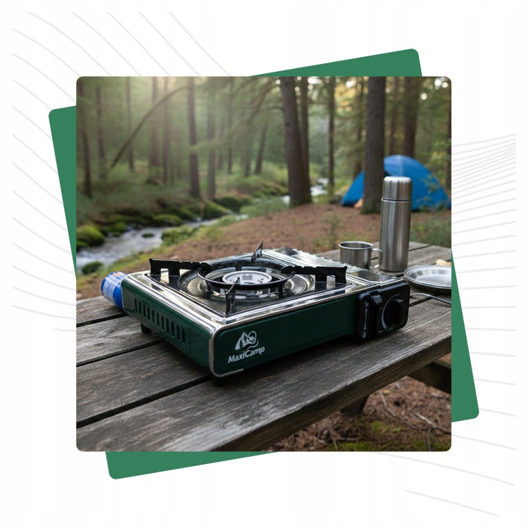 Gas tourist cooker for cartridge MaxiCamp INOX-G SafeTwist-Off System Manufacturer code INOX GREEN SafeTwist-Off System
